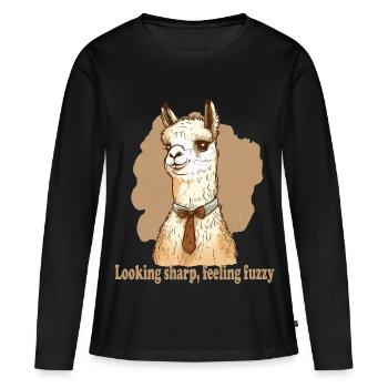 Avoir l’air vif sensation de lama flou - T-shirt manches longues Premium bio Femme - noir - Devant - Julia (174cm)