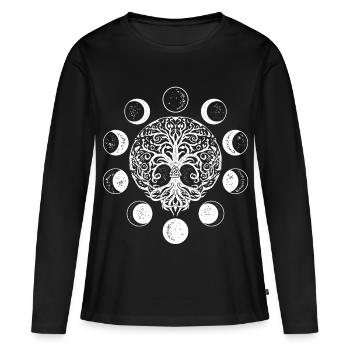 Phases de lune Sorcellerie Occulte Ygdrassil Arbre de vie - T-shirt manches longues Premium bio Femme - noir - Devant - Julia (174cm)