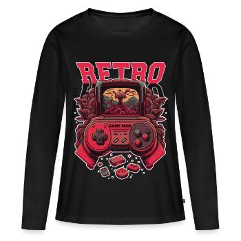 Retro Console - Women's Premium Organic Long Sleeve Shirt - black - Front - Julia (174cm)