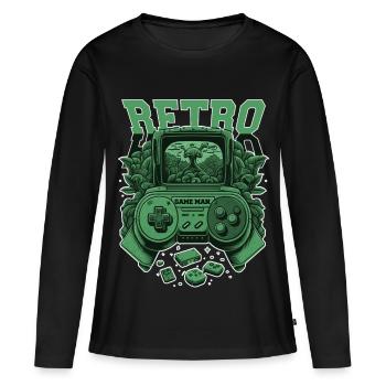 Retro Console - Women's Premium Organic Long Sleeve Shirt - black - Front - Julia (174cm)