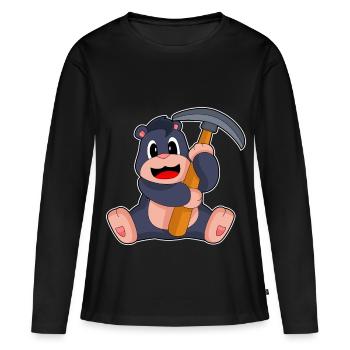 Minage de pioche de mineur taupe - T-shirt manches longues Premium bio Femme - noir - Devant - Julia (174cm)