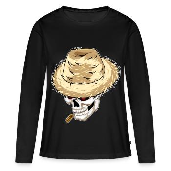 Ferme de blé Skull Farmer - T-shirt manches longues Premium bio Femme - noir - Devant - Julia (174cm)