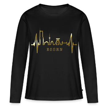 Essen Skyline Herzschlag Ruhrpott Fan Herz Essener - T-shirt manches longues Premium bio Femme - noir - Devant - Julia (174cm)