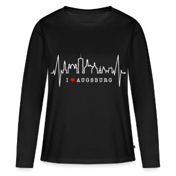 Augsburg Skyline Heartbeat Fan J’aime Augsburger - T-shirt manches longues Premium bio Femme - noir - Devant - Julia (174cm)