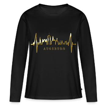 Augsburg Skyline Heartbeat Fan J’aime Augsburger - T-shirt manches longues Premium bio Femme - noir - Devant - Julia (174cm)