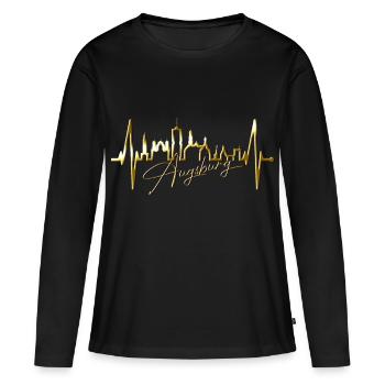 Augsburg Skyline Heartbeat Fan J’aime Augsburger - T-shirt manches longues Premium bio Femme - noir - Devant - Julia (174cm)