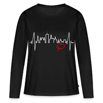 Augsburg Skyline Heartbeat Fan J’aime Augsburger - T-shirt manches longues Premium bio Femme - noir - Devant - Julia (174cm)