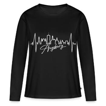 Augsburg Skyline Heartbeat Fan J’aime Augsburger - T-shirt manches longues Premium bio Femme - noir - Devant - Julia (174cm)
