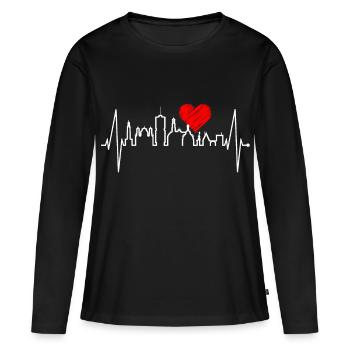 Augsburg Skyline Heartbeat Fan J’aime Augsburger - T-shirt manches longues Premium bio Femme - noir - Devant - Julia (174cm)