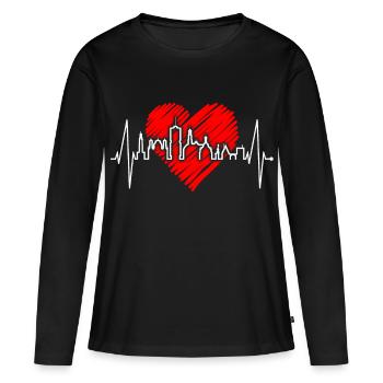 Augsburg Skyline Heartbeat Fan J’aime Augsburger - T-shirt manches longues Premium bio Femme - noir - Devant - Julia (174cm)