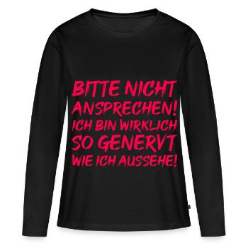 Genervt sein - Frauen Premium Bio Langarmshirt - Schwarz - Vorne - Julia (174cm)