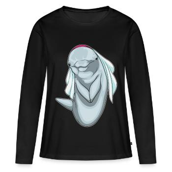 Dauphin voile de mariée mariage - T-shirt manches longues Premium bio Femme - noir - Devant - Julia (174cm)