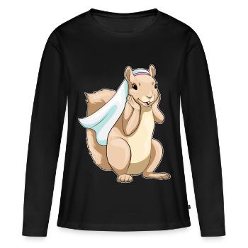 Écureuil mariée voile mariage - T-shirt manches longues Premium bio Femme - noir - Devant - Julia (174cm)