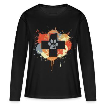 Dessin de premiers secours vétérinaire - T-shirt manches longues Premium bio Femme - noir - Devant - Julia (174cm)