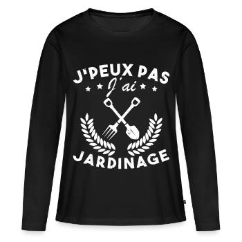 Ich kann nicht, ich habe Gartenarbeit - Frauen Premium Bio Langarmshirt - Schwarz - Vorne - Julia (174cm)