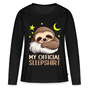 Mode veille : paresseux câlin avec oreiller - T-shirt manches longues Premium bio Femme - noir - Devant - Julia (174cm)