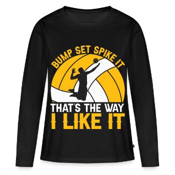 Bump Set Spike It C’est comme ça que j’aime - T-shirt manches longues Premium bio Femme - noir - Devant - Julia (174cm)