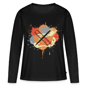 Vintage Pen and Ruler - Women's Premium Organic Long Sleeve Shirt - black - Front - Julia (174cm)