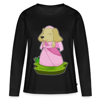 Chien voile de mariée mariage - T-shirt manches longues Premium bio Femme - noir - Devant - Julia (174cm)