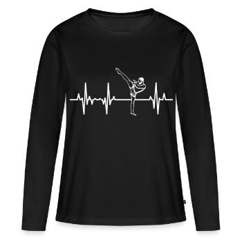 Kickboxer ECG Heart Line - T-shirt manches longues Premium bio Femme - noir - Devant - Julia (174cm)