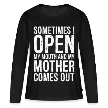 sometimes I open my mouth funny shirt - T-shirt manches longues Premium bio Femme - noir - Devant - Julia (174cm)