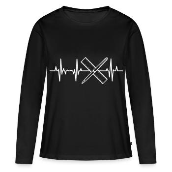 Pen and Ruler Heartbeat - Women's Premium Organic Long Sleeve Shirt - black - Front - Julia (174cm)