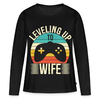 Ehefrau Gamer steigt zur Ehefrau auf - Frauen Premium Bio Langarmshirt - Schwarz - Vorne - Julia (174cm)
