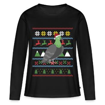 Colombe de Noël laide - T-shirt manches longues Premium bio Femme - noir - Devant - Julia (174cm)
