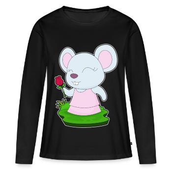 Mouse Rose - T-shirt manches longues Premium bio Femme - noir - Devant - Julia (174cm)