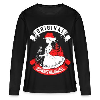 Original Schwarzwaldmädel Bollenhut Tracht - Frauen Premium Bio Langarmshirt - Schwarz - Vorne - Julia (174cm)