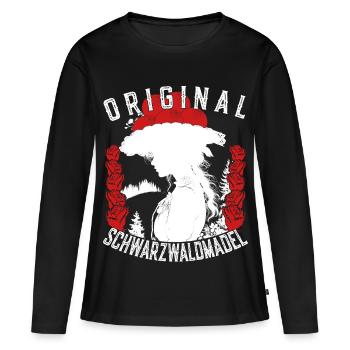 Original Schwarzwaldmädel Bollenhut Ledig Tracht - Frauen Premium Bio Langarmshirt - Schwarz - Vorne - Julia (174cm)