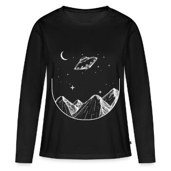 Montagnes, Ciel Nocturne, OVNI - T-shirt manches longues Premium bio Femme - noir - Devant - Julia (174cm)