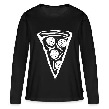 Tranche de pizza - T-shirt manches longues Premium bio Femme - noir - Devant - Julia (174cm)