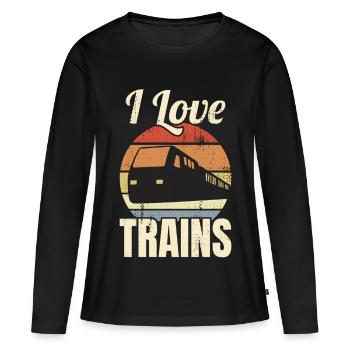 L’amour du chemin de fer - T-shirt manches longues Premium bio Femme - noir - Devant - Julia (174cm)