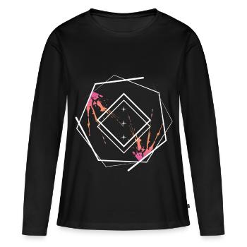 Néon en cadre géométrique en losange - T-shirt manches longues Premium bio Femme - noir - Devant - Julia (174cm)