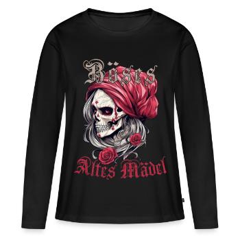 Bad Old Girl Roses Skull Skull Skeleton - Women's Premium Organic Long Sleeve Shirt - black - Front - Julia (174cm)