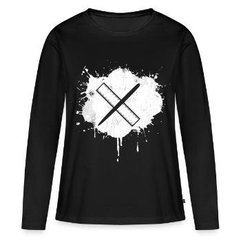 Stift Lineal - Frauen Premium Bio Langarmshirt - Schwarz - Vorne - Julia (174cm)