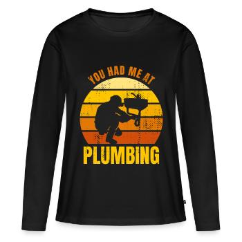 Vous m’avez eu à la plomberie - T-shirt manches longues Premium bio Femme - noir - Devant - Julia (174cm)