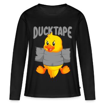 Ruban adhésif Duck | Canetons avec ruban adhésif - T-shirt manches longues Premium bio Femme - noir - Devant - Julia (174cm)