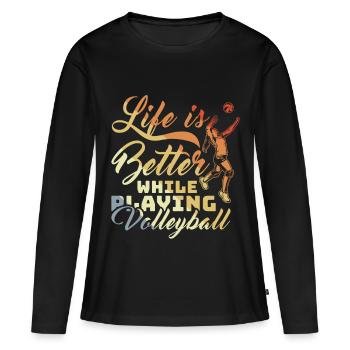 Motivation de l’équipe de volley-ball - T-shirt manches longues Premium bio Femme - noir - Devant - Julia (174cm)