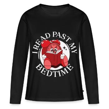 I read past my bedtime - Frauen Premium Bio Langarmshirt - Schwarz - Vorne - Julia (174cm)