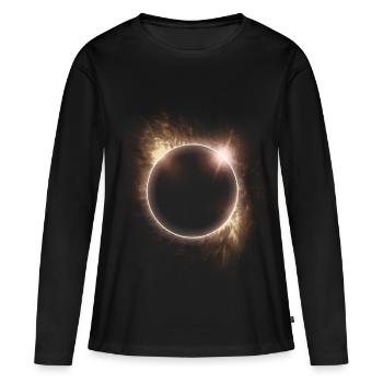 AMATEURS D’ASTRONOMIE DE L’ÉCLIPSE SOLAIRE - T-shirt manches longues Premium bio Femme - noir - Devant - Julia (174cm)