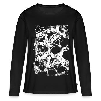 Crâne féroce - T-shirt manches longues Premium bio Femme - noir - Devant - Julia (174cm)