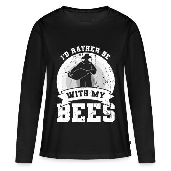 blague drôle d’apiculteur - T-shirt manches longues Premium bio Femme - noir - Devant - Julia (174cm)