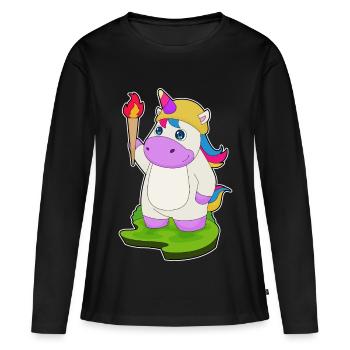 Torche Licorne - T-shirt manches longues Premium bio Femme - noir - Devant - Julia (174cm)