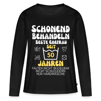 Gentle treatment for 50 years - Women's Premium Organic Long Sleeve Shirt - black - Front - Julia (174cm)