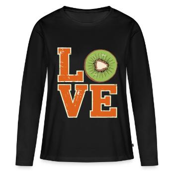 Kiwi Love Retro - T-shirt manches longues Premium bio Femme - noir - Devant - Julia (174cm)