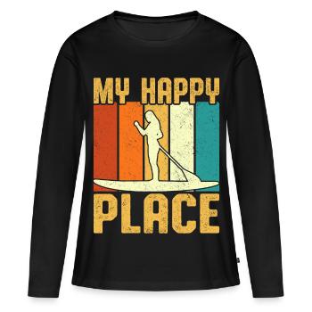 My Happy Place Girl Paddle Board Retro Vintage - Women's Premium Organic Long Sleeve Shirt - black - Front - Julia (174cm)