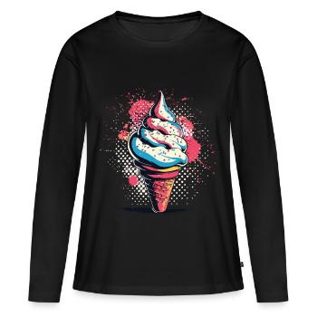 Eiscreme Vintage - Frauen Premium Bio Langarmshirt - Schwarz - Vorne - Julia (174cm)