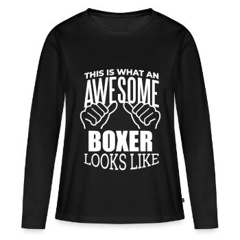 Boxen Boxen Boxen - Frauen Premium Bio Langarmshirt - Schwarz - Vorne - Julia (174cm)